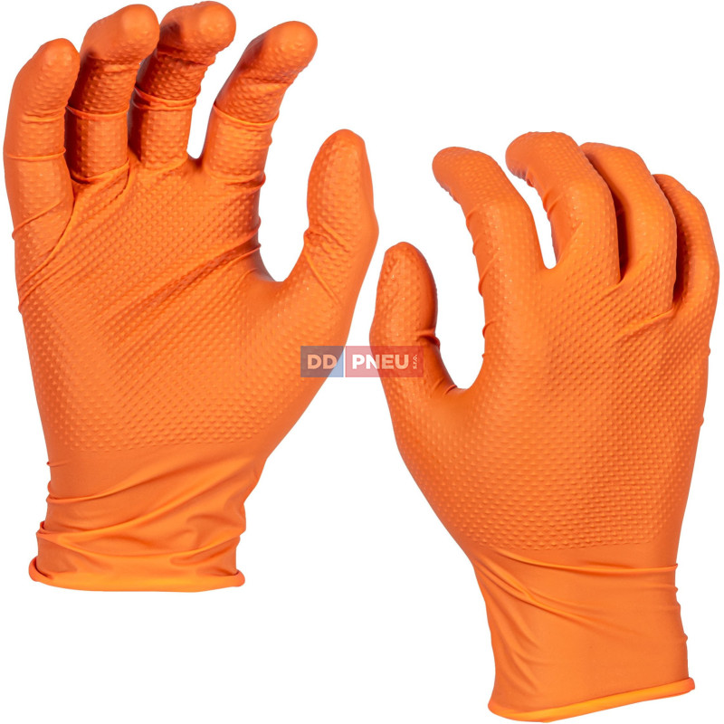 Nitrilové rukavice MILWAUKEE - 50 ks, oranžová, 9/L