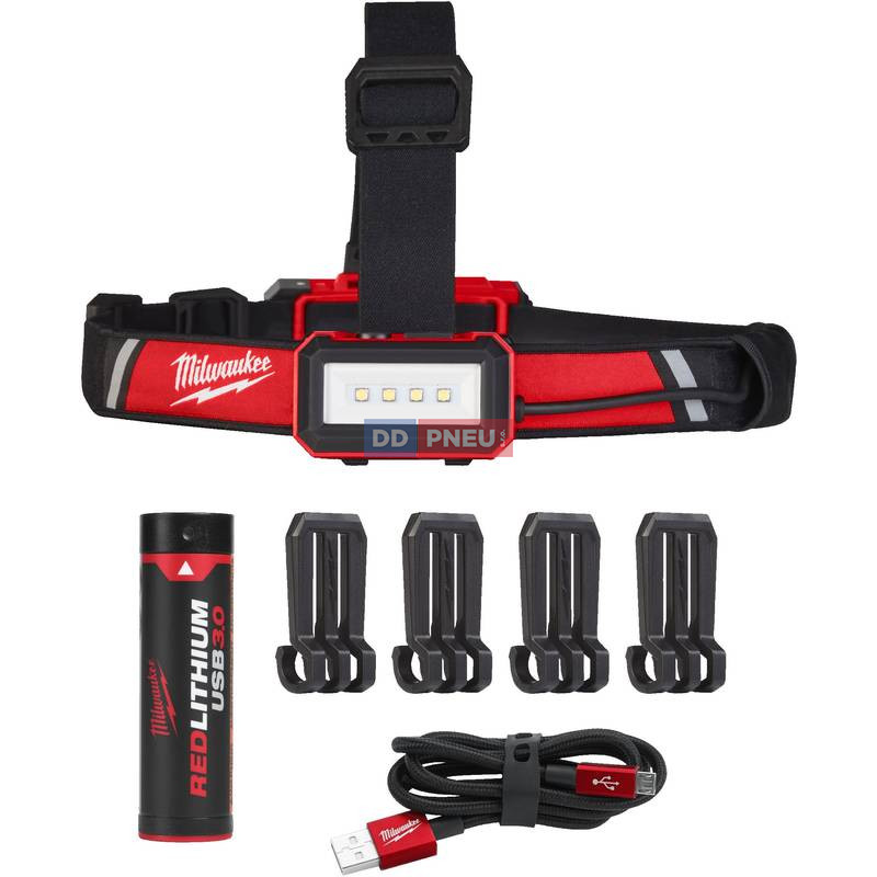 USB nabíjacia čelovka na prilbu Milwaukee L4 HLRP-301