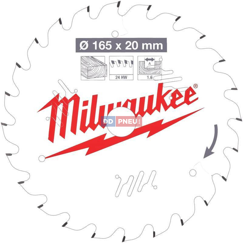 Pílový kotúč MILWAUKEE CSB PW 165 x 20 x 1.6 x 24ATB