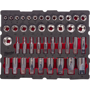 Penová vložka MILWAUKEE PACKOUT™ sada hlavíc 1/2″ – 42 ks