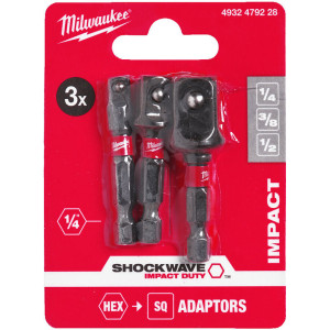 Sada adaptérov MILWAUKEE SHOCKWAVE z 1/4" HEX na 1/4˝, 3/8˝, 1/2˝