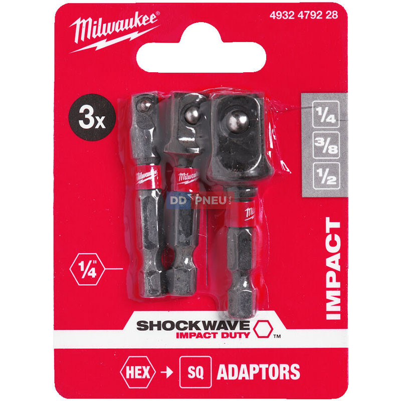 Sada adaptérov MILWAUKEE SHOCKWAVE z 1/4" HEX na 1/4˝, 3/8˝, 1/2˝