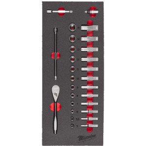 Penová vložka s 1/4" račňou a nástrčnými kľúčmi MILWAUKEE – 28 ks