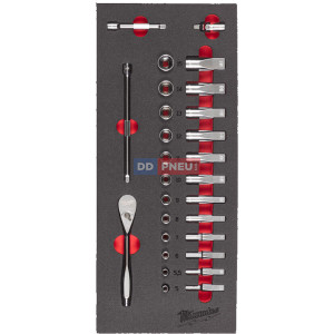 Penová vložka s 1/4" račňou a nástrčnými kľúčmi MILWAUKEE – 28 ks