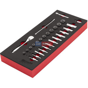 Penová vložka s 1/4" račňou a nástrčnými kľúčmi MILWAUKEE – 28 ks