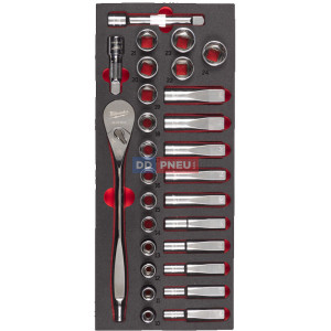 Penová vložka s 1/2" račňou a nástrčnými kľúčmi MILWAUKEE – 28 ks