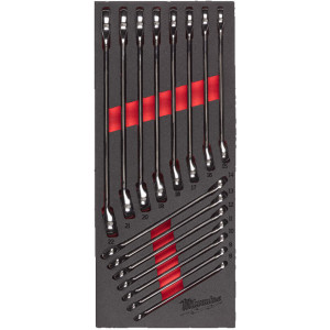 Penová vložka so sadou kombinovaných kľúčov MILWAUKEE – 15 ks