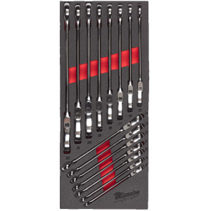 Penová vložka so sadou račňových kľúčov s kĺbovou hlavou MILWAUKEE – 15 ks