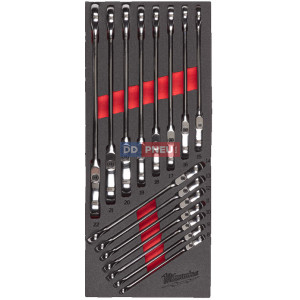 Penová vložka so sadou račňových kľúčov s kĺbovou hlavou MILWAUKEE – 15 ks