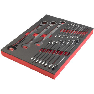 Penová vložka so sadou račňových kombinovaných kľúčov MILWAUKEE – 22 ks