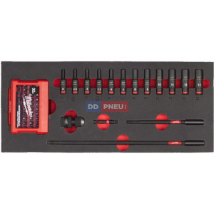 Penová vložka so sadou dlhých priemyselných hlavíc 1/4" MILWAUKEE – 17 ks