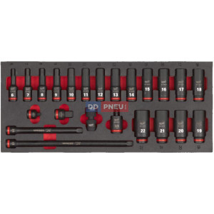 Penová vložka so sadou dlhých priemyselných hlavíc 3/8" MILWAUKEE – 23 ks