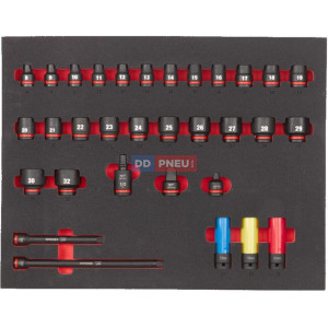 Penová vložka so sadou krátkych priemyselných hlavíc 1/2" MILWAUKEE – 34 ks