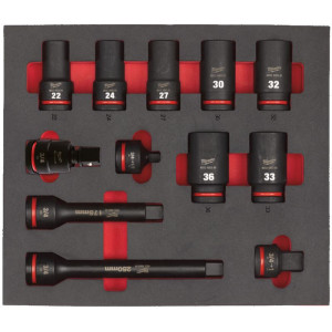 Penová vložka so sadou dlhých priemyselných hlavíc 3/4" MILWAUKEE – 12ks