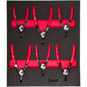 Penová vložka so sadou klieští na poistné krúžky MILWAUKEE – 6ks