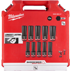 Sada 1/2" nadstavcov MILWAUKEE SHOCKWAVE – 10ks