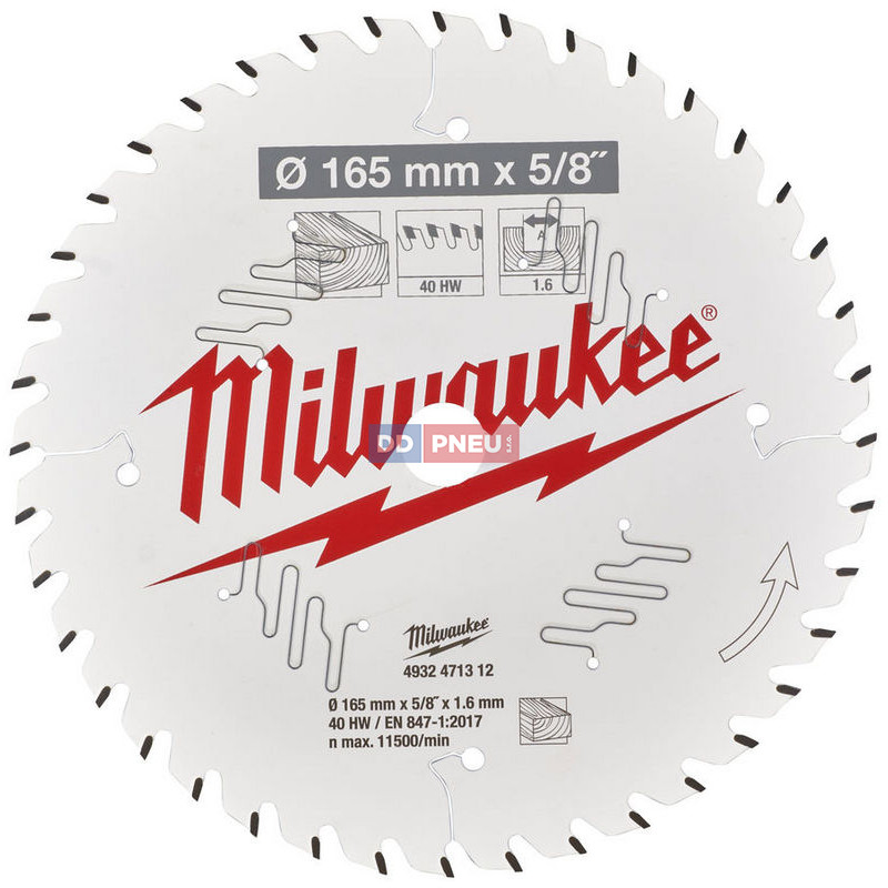 Pílový kotúč MILWAUKEE na drevo 165x16 – 40 zubov