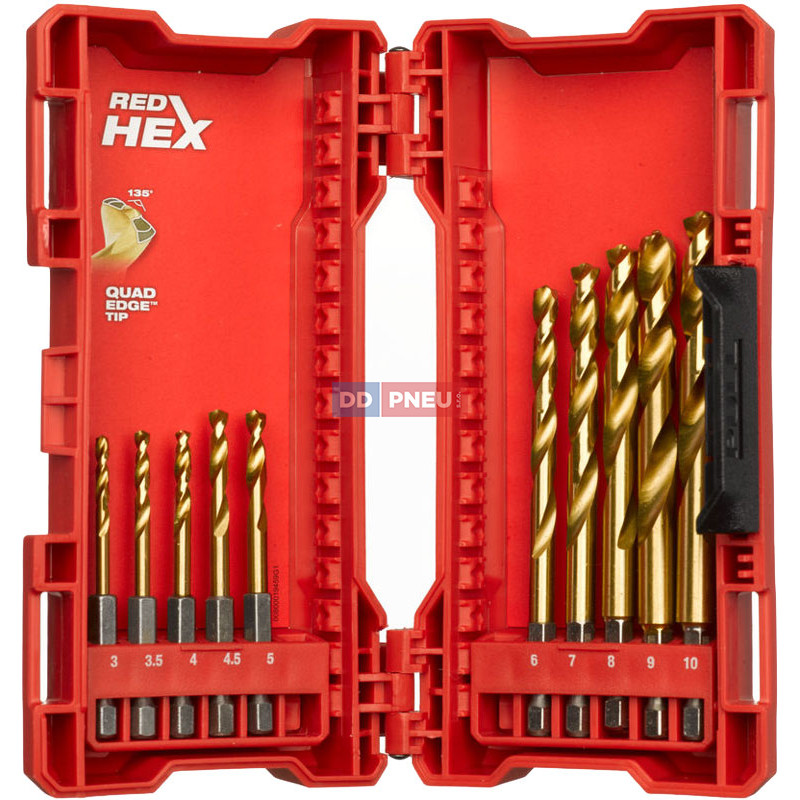 Sada vrtákov do kovu MILWAUKEE RED HEX HSS-G TiN – 10 ks