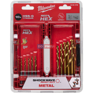 Sada vrtákov do kovu MILWAUKEE RED HEX HSS-G TiN – 10 ks Sada vrtákov do kovu MILWAUKEE RED HEX HSS-G TiN – 10 ks
