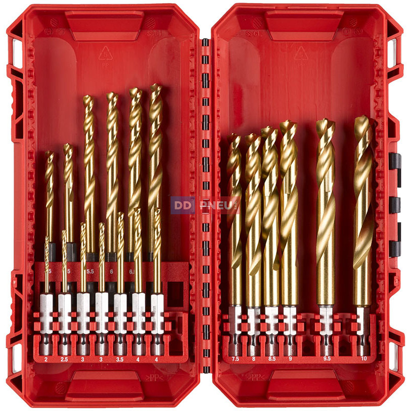 Sada vrtákov do kovu MILWAUKEE RED HEX HSS-G TiN – 19 ks