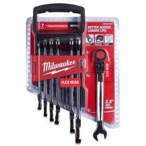 Sada račňových kombinovaných kľúčov s kĺbovou hlavou MILWAUKEE – 7 ks