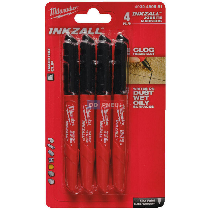INKZALL čierny značkovač MILWAUKEE – 4ks