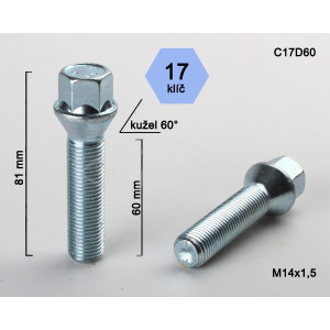 Skrutka M14x1,50x60 kužeľ – kľúč 17