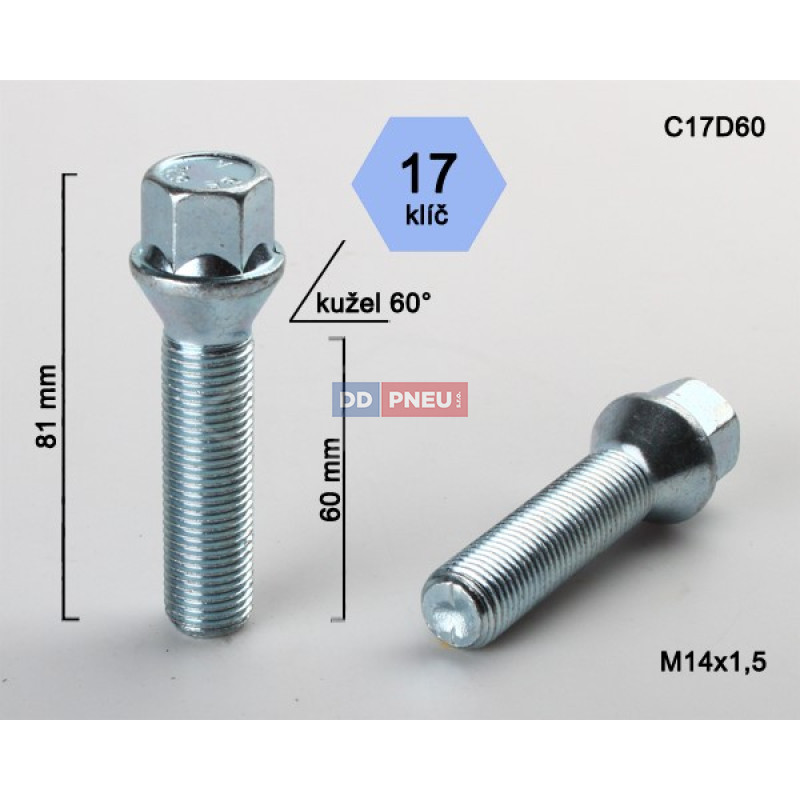 Skrutka M14x1,50x60 kužeľ – kľúč 17