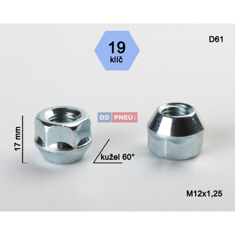 Matice M12x1,25x17 kužeľ otvorená – klúč 19