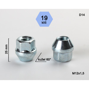 Matice M12x1,50x25 kužeľ otvorená – kľúč 19
