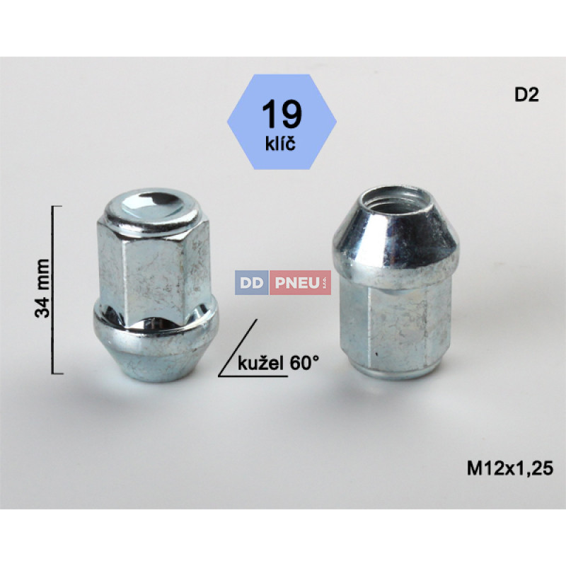 Matice M12x1,25x34 kužeľ zatvorená – klúč 19