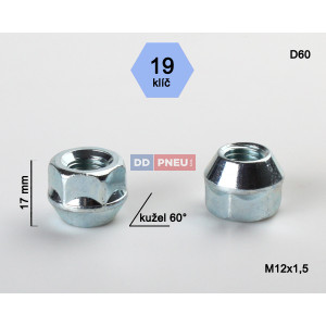 Matice M12x1,50x17 kužeľ otvorená – kľúč 19 Matice M12x1,50x17 kužeľ otvorená – kľúč 19