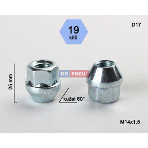 Matice M14x1,50x25 kužeľ otvorená – kľúč 19 Matice M14x1,50x25 kužeľ otvorená – kľúč 19