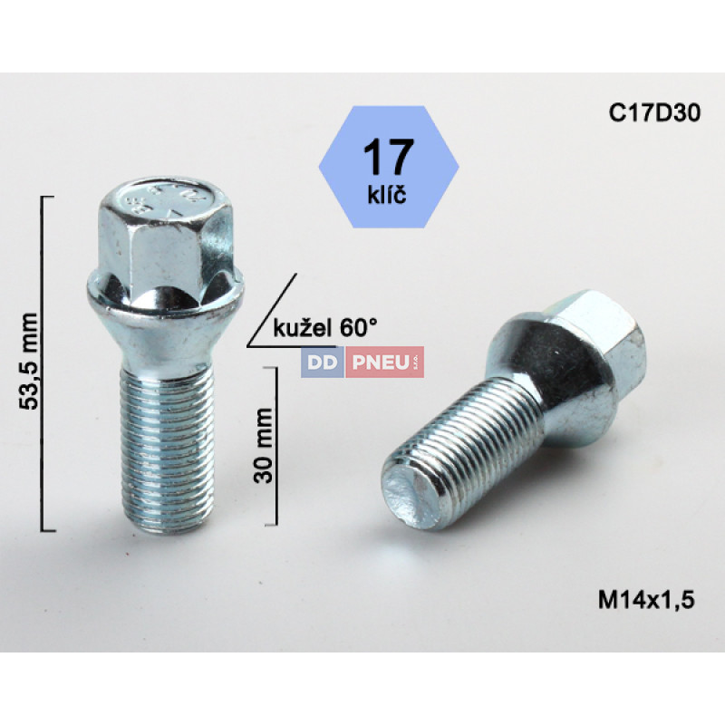 Skrutka M14x1,5x30 kužeľ – kľúč 17