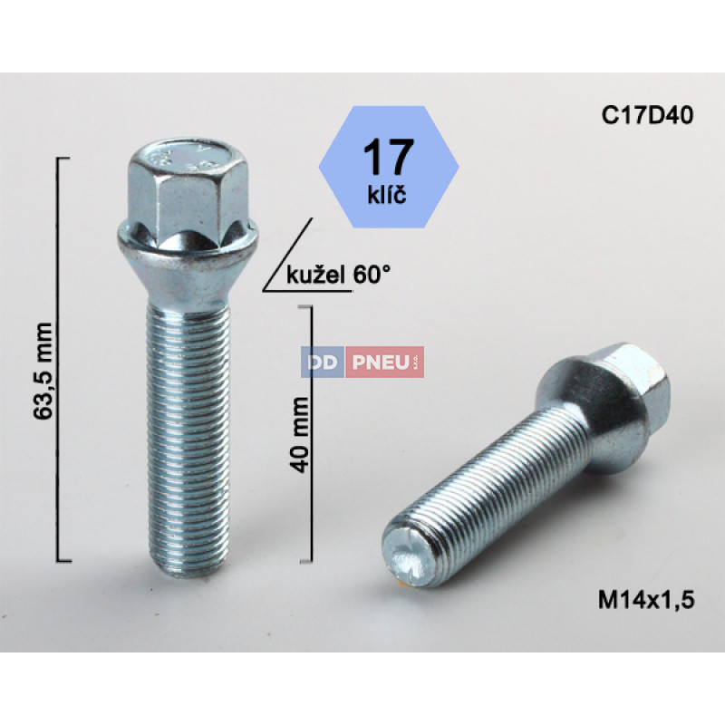 Skrutka M14x1,5x40 kužeľ – kľúč 17