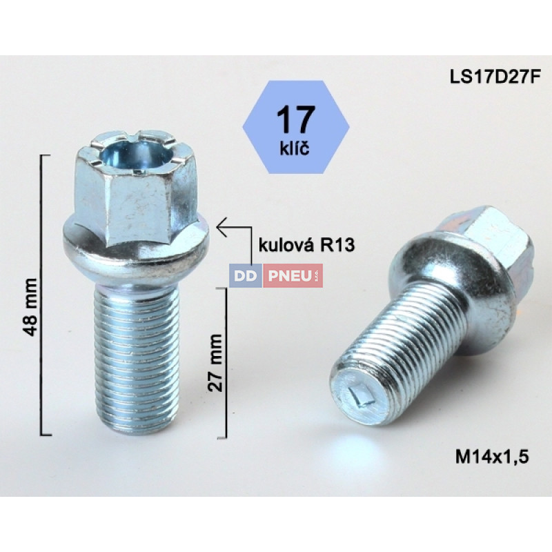 Skrutka M14x1,5x27 guľa – kľúč 17