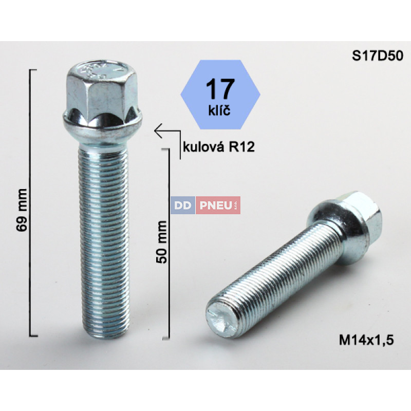 Skrutka M14x1,5x50 guľa – kľúč 17