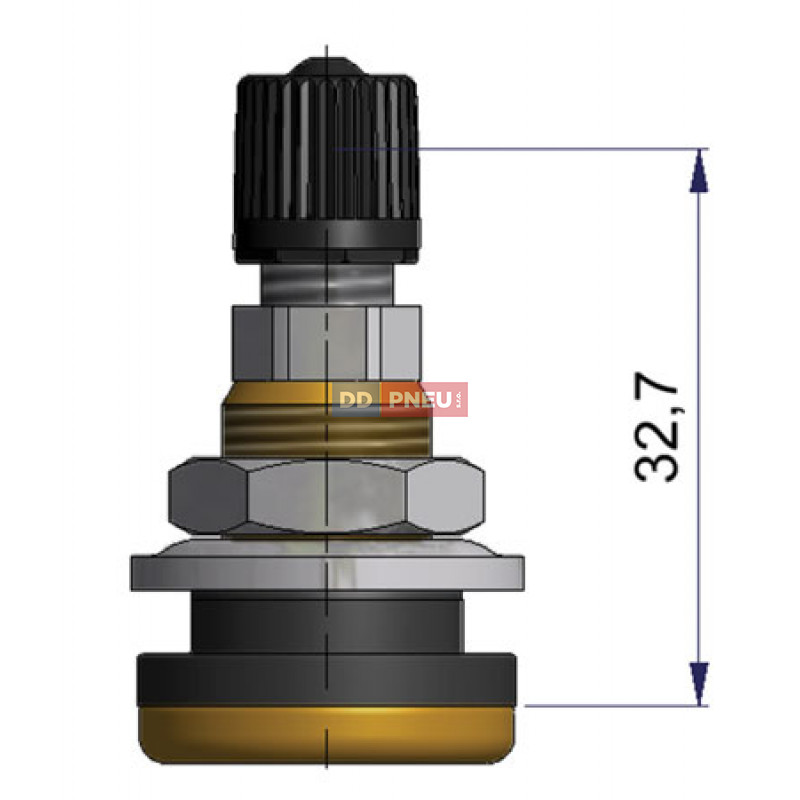 Krátky kovový vodný bezdušový ventil – diera 16mm