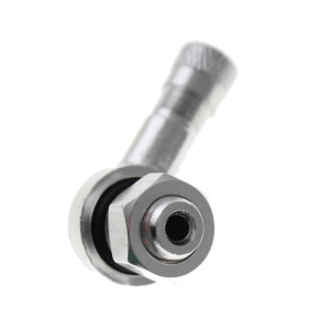 ALU strieborný motocyklový zahnutý ventil - diera 8,3mm