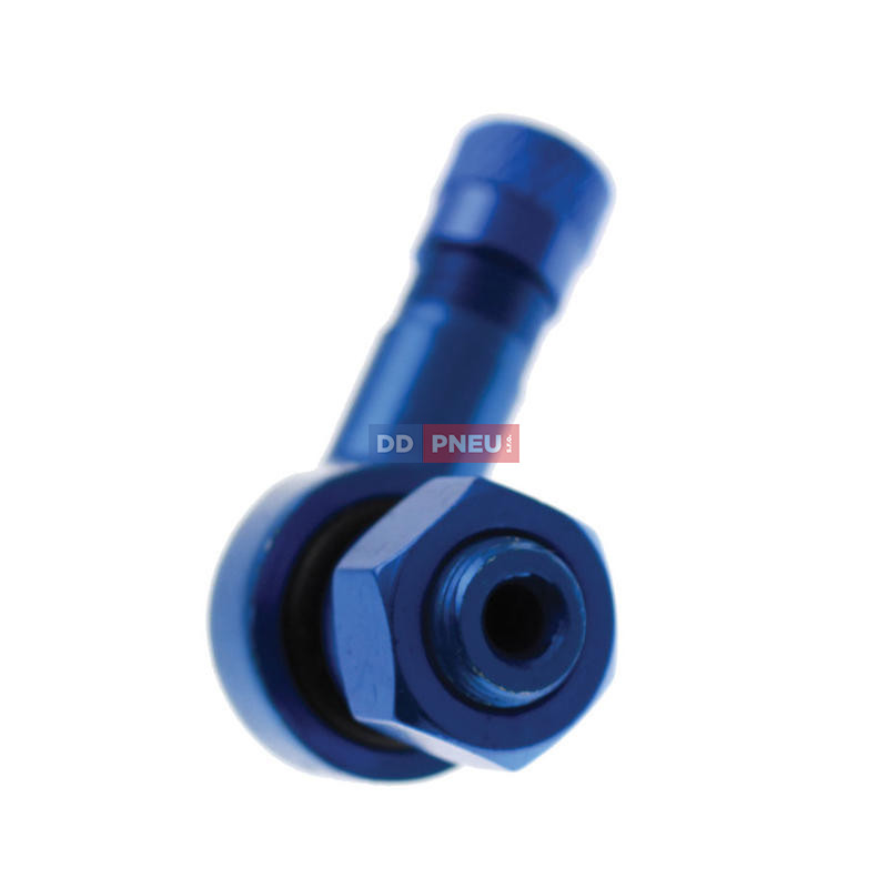 ALU modrý motocyklový zahnutý ventil - diera 8,3mm