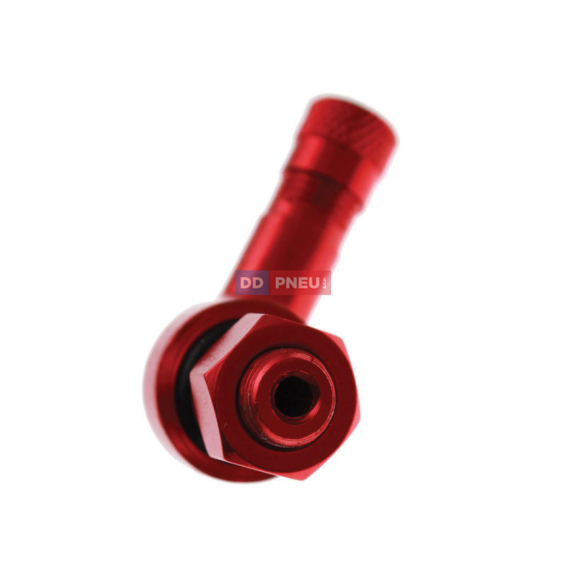 ALU červený motocyklový zahnutý ventil - diera 8,3mm