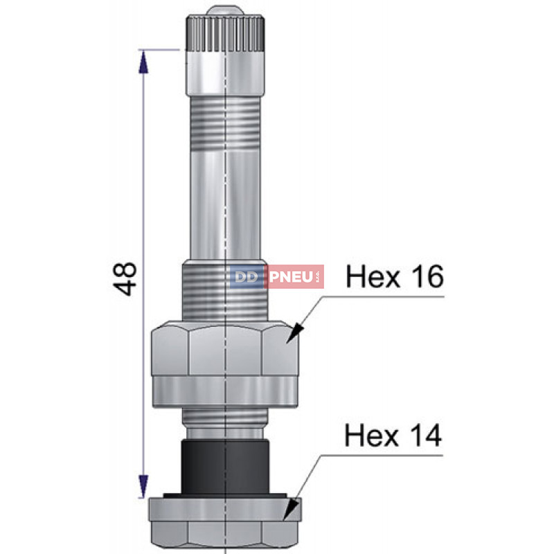 Bezdušový ventil Alcoa 54 MS-00N – pre nákladné ALU disky