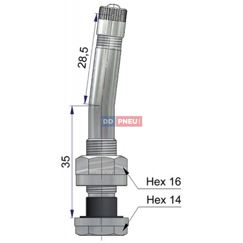 Bezdušový ventil Alcoa 70 MS-07N2 – pre nákladné ALU disky