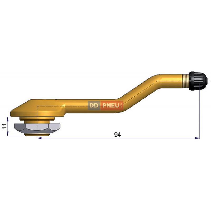 Bezdušový ventil typ Sephie – 2x zahnutý, diera 20,5mm, dĺžka 94mm