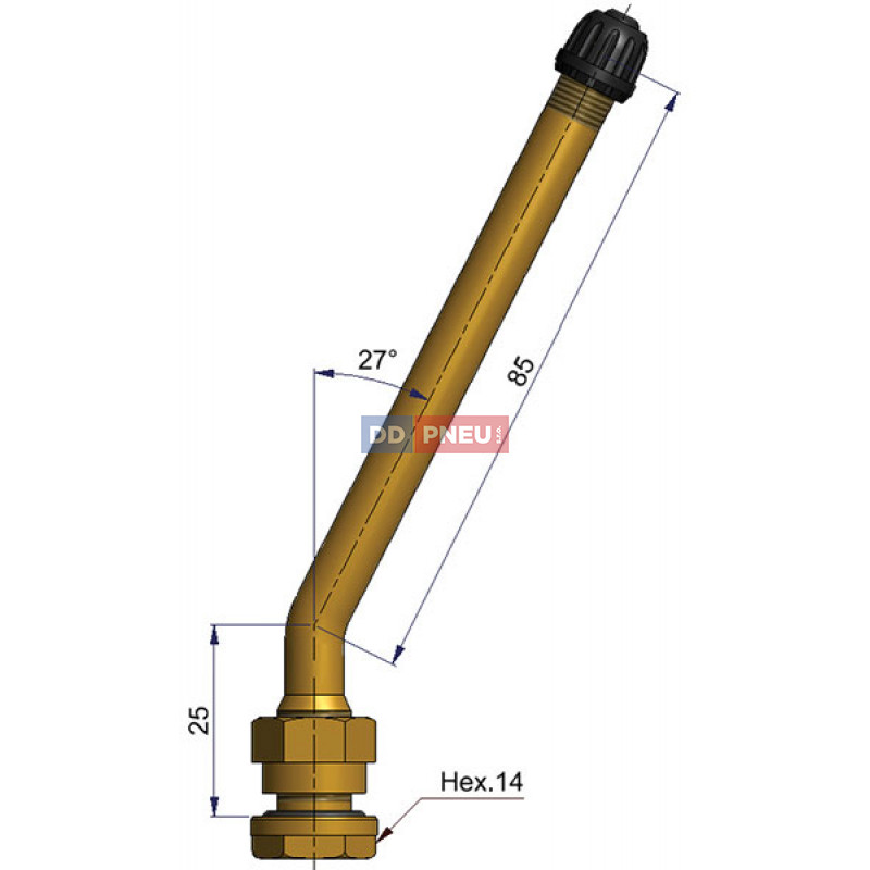 Bezdušový ventil V528 – diera 9,7mm, dĺžka 110mm