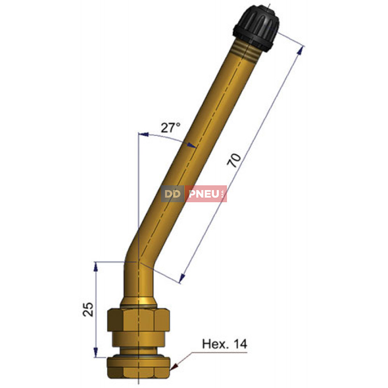 Bezdušový ventil V528 – diera 9,7mm, dĺžka 95mm