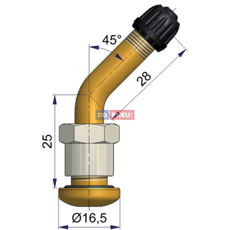 Bezdušový ventil 58MS – diera 9,7mm, dĺžka 57mm