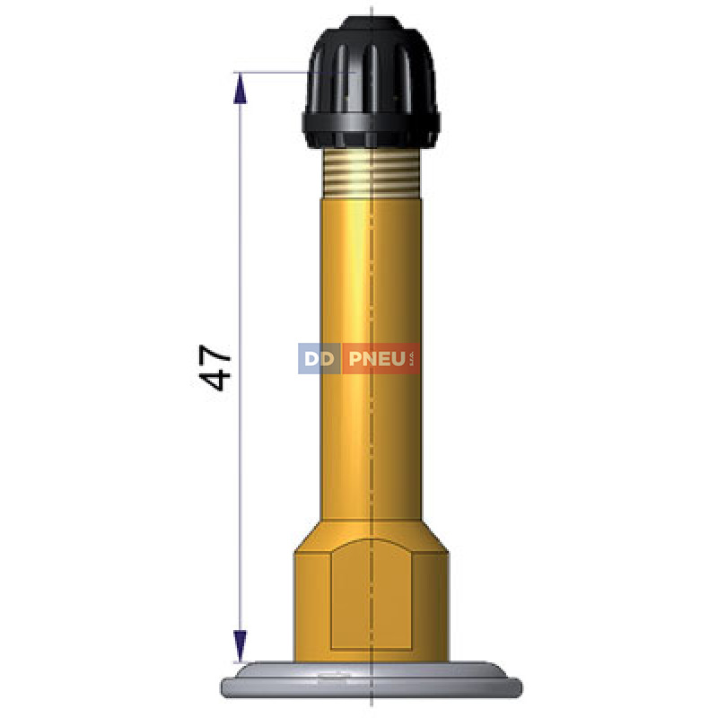 Dušový ventil typ Michelin – skrutkovaný na pätku, rovný, dĺžka 50mm