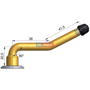 Dušový ventil typ Michelin – 2x zahnutý, A 20,5mm, B 38mm, C 41,5mm, uhol 90° Dušový ventil typ Michelin – 2x zahnutý, A 20,5mm, B 38mm, C 41,5mm, uhol 90°