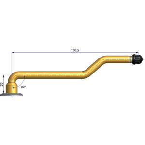 Dušový ventil typ Michelin – 3x zahnutý, A 20mm, B 136,5mm, uhol 90° Dušový ventil typ Michelin – 3x zahnutý, A 20mm, B 136,5mm, uhol 90°